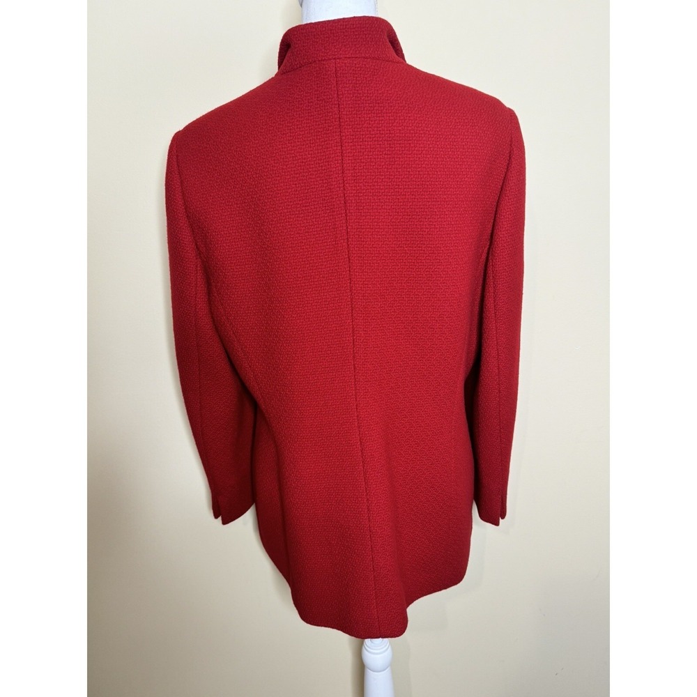 Talbots Wool Coat Women's 14 Petites Red Textured Winter Button Down Jacket - Picture 4 of 10